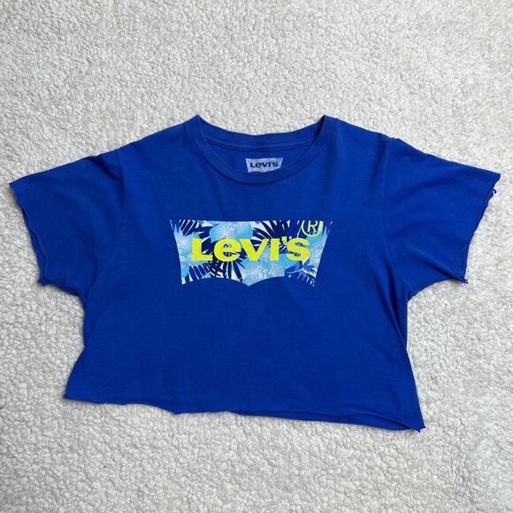 Levi's Blue Cropped Tee Small - Picture 1 of 5